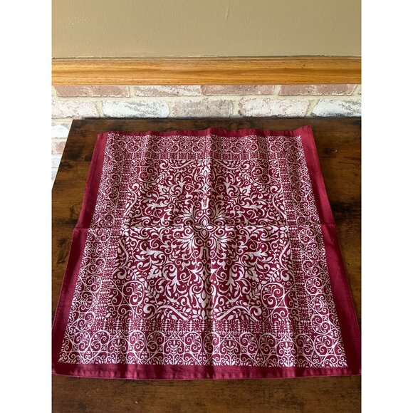 Set Of 12 Red & White Max Studio Home Cloth Napkins With Ornate Design - Picture 5 of 10